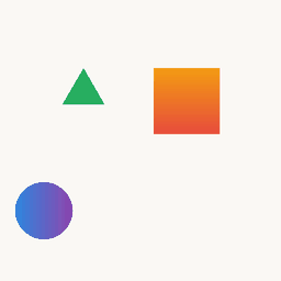 Sample: a gradient disc rolling, a gradient square turning, a triangle pulsing